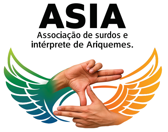 Logo colorido da ASIA, com mãos formando um sinal entre asas.